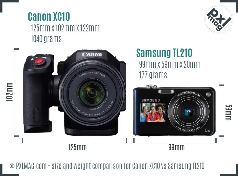 Canon XC10 vs Samsung TL210 size comparison