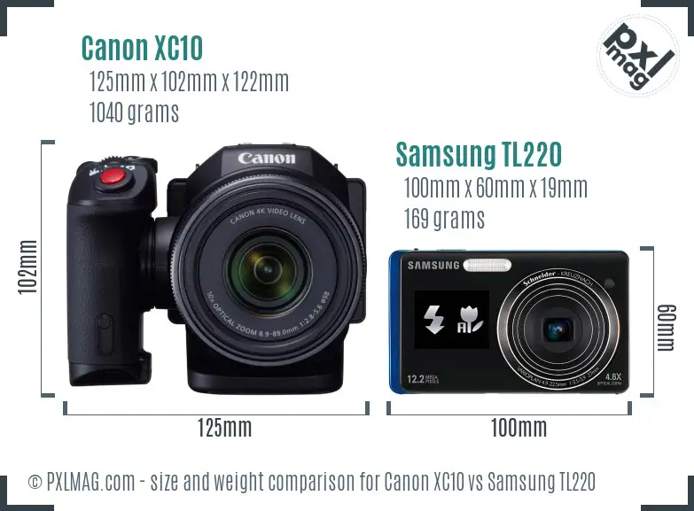 Canon XC10 vs Samsung TL220 size comparison