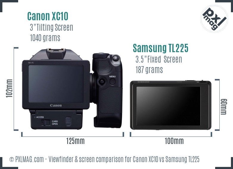 Canon XC10 vs Samsung TL225 Screen and Viewfinder comparison