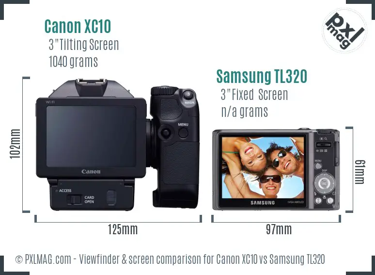 Canon XC10 vs Samsung TL320 Screen and Viewfinder comparison