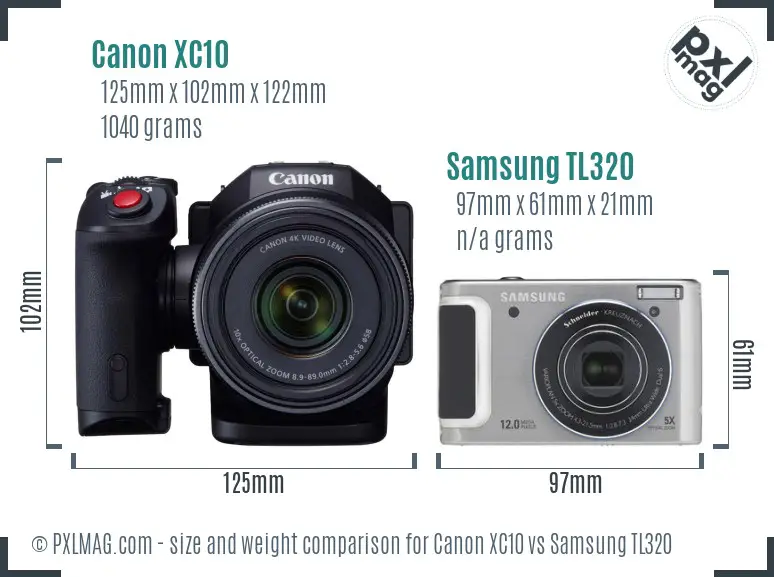 Canon XC10 vs Samsung TL320 size comparison