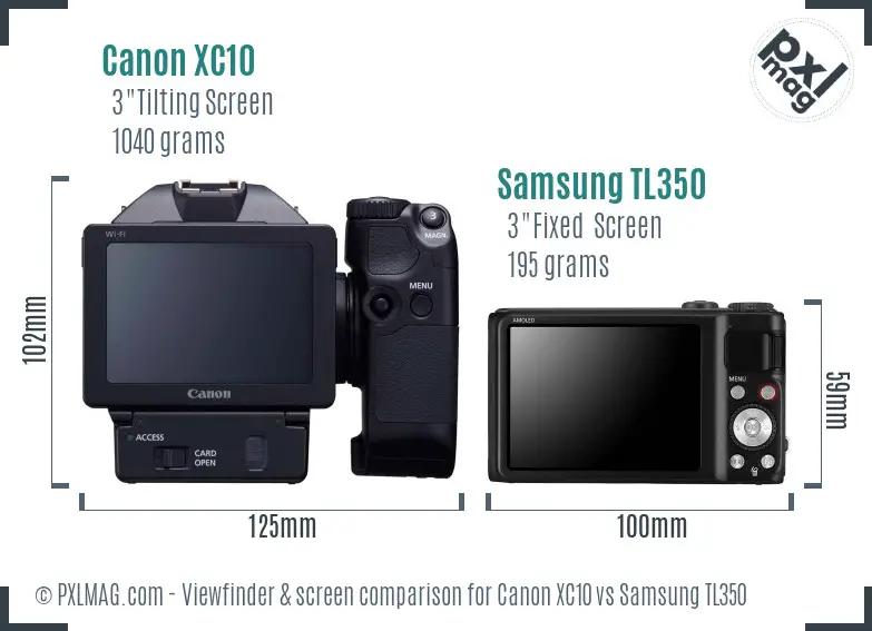 Canon XC10 vs Samsung TL350 Screen and Viewfinder comparison