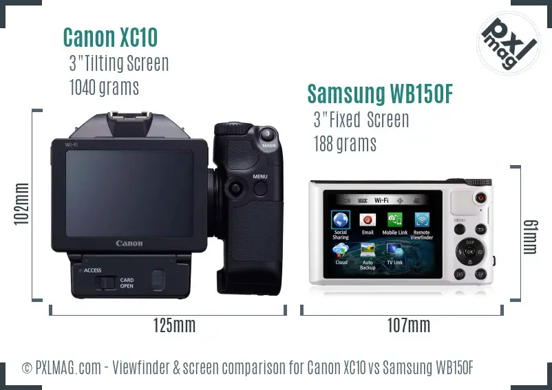 Canon XC10 vs Samsung WB150F Screen and Viewfinder comparison