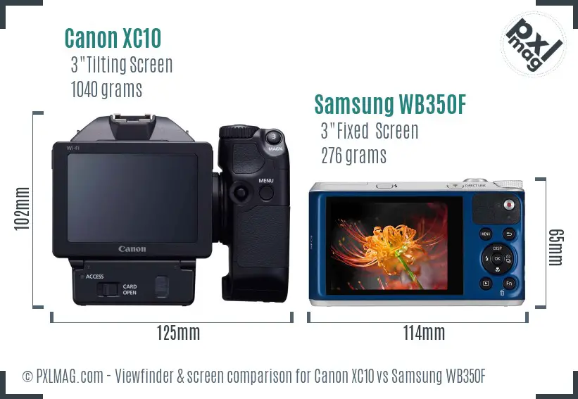 Canon XC10 vs Samsung WB350F Screen and Viewfinder comparison