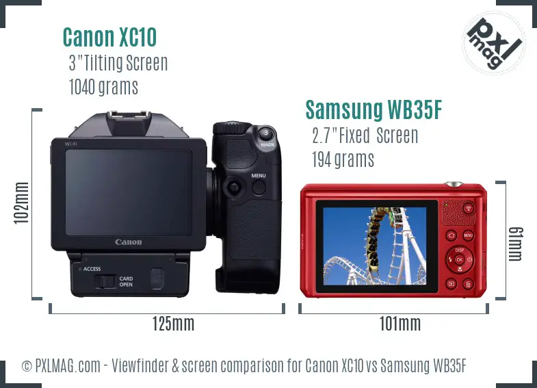 Canon XC10 vs Samsung WB35F Screen and Viewfinder comparison