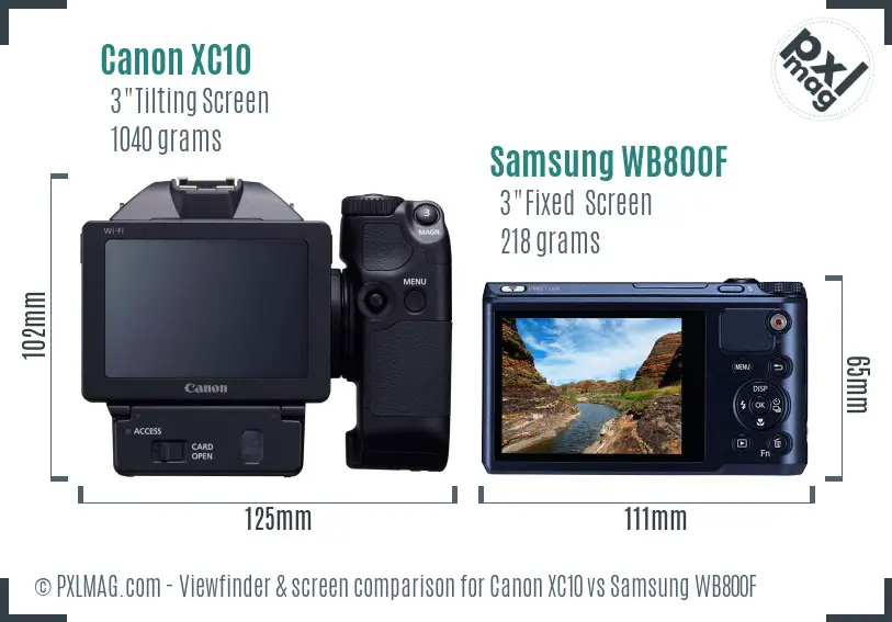 Canon XC10 vs Samsung WB800F Screen and Viewfinder comparison