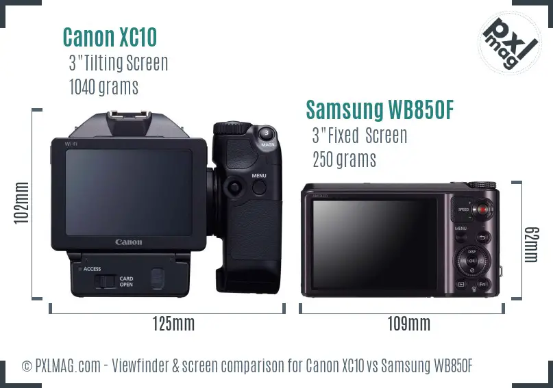 Canon XC10 vs Samsung WB850F Screen and Viewfinder comparison