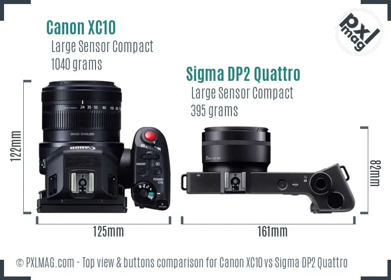 Canon XC10 vs Sigma DP2 Quattro top view buttons comparison