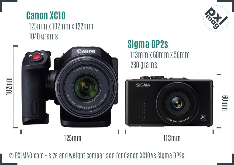 Canon XC10 vs Sigma DP2s size comparison