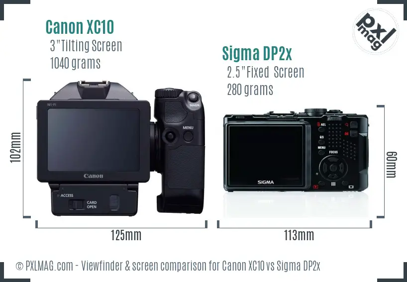 Canon XC10 vs Sigma DP2x Screen and Viewfinder comparison