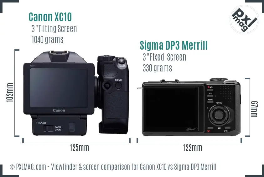 Canon XC10 vs Sigma DP3 Merrill Screen and Viewfinder comparison
