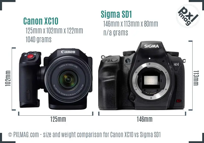 Canon XC10 vs Sigma SD1 size comparison