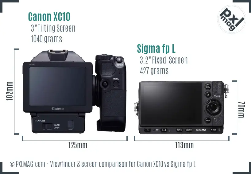 Canon XC10 vs Sigma fp L Screen and Viewfinder comparison