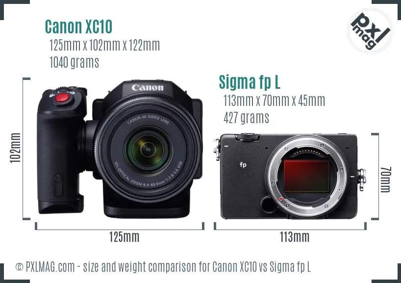 Canon XC10 vs Sigma fp L size comparison