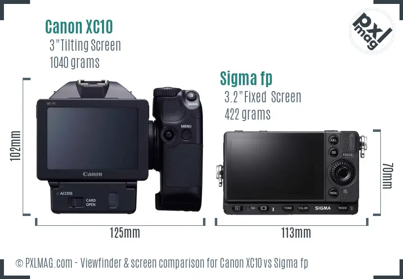 Canon XC10 vs Sigma fp Screen and Viewfinder comparison