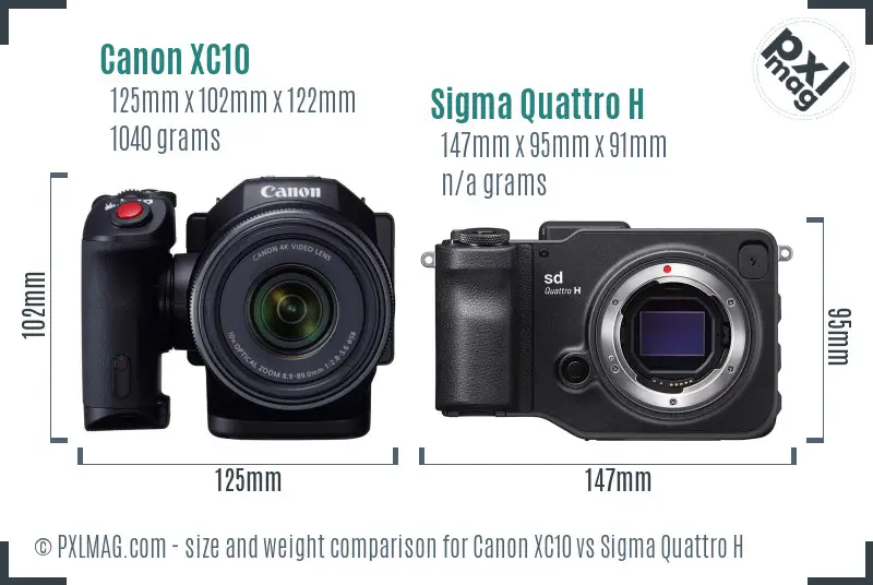 Canon XC10 vs Sigma Quattro H size comparison