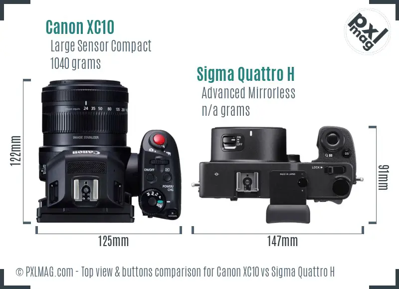 Canon XC10 vs Sigma Quattro H top view buttons comparison
