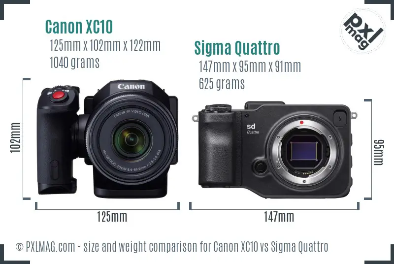 Canon XC10 vs Sigma Quattro size comparison