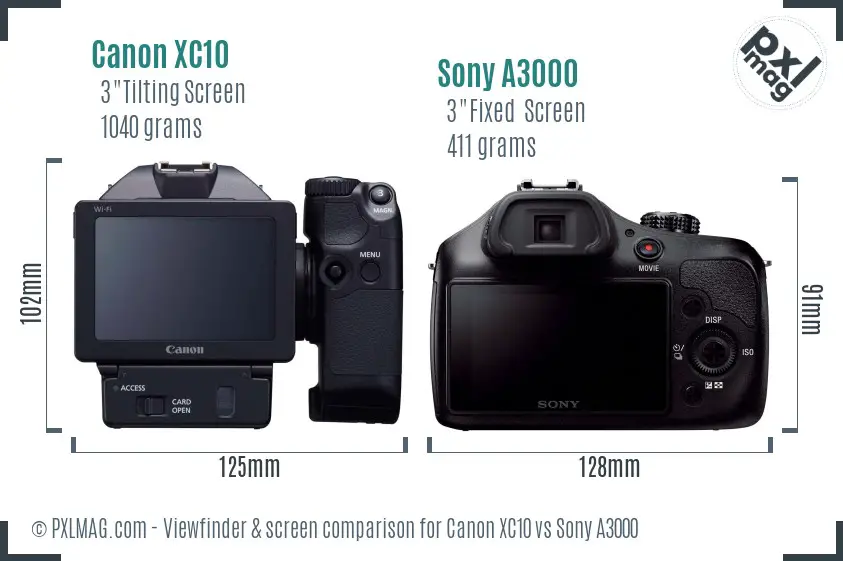 Canon XC10 vs Sony A3000 Screen and Viewfinder comparison Canon XC10 vs Sony A3000 Screen and Viewfinder comparison