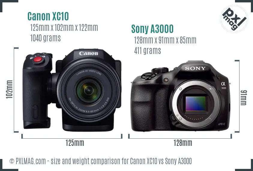 Canon XC10 vs Sony A3000 size comparison Canon XC10 vs Sony A3000 size comparison