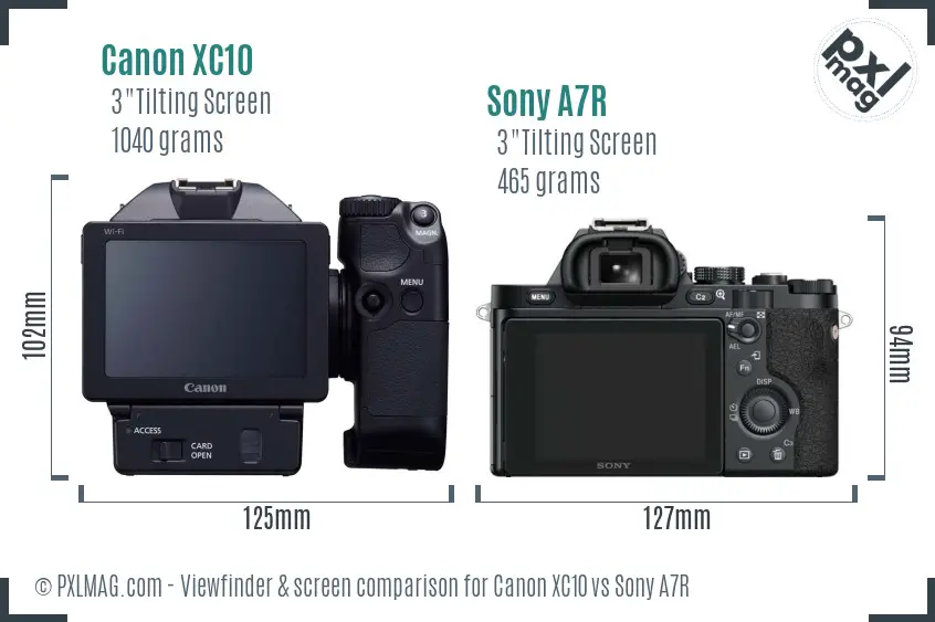 Canon XC10 vs Sony A7R Screen and Viewfinder comparison Canon XC10 vs Sony A7R Screen and Viewfinder comparison