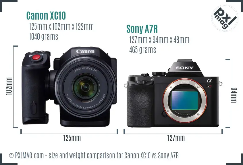Canon XC10 vs Sony A7R size comparison Canon XC10 vs Sony A7R size comparison