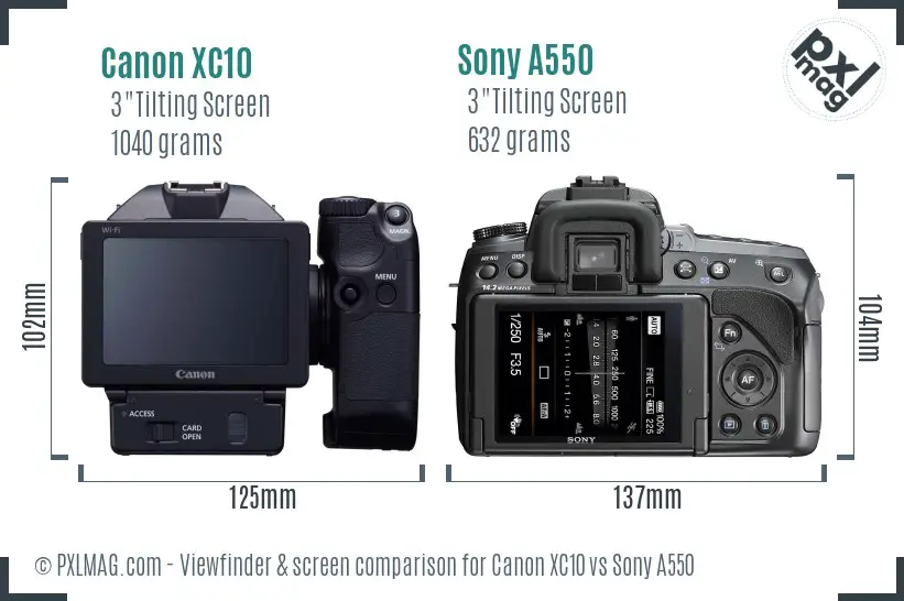 Canon XC10 vs Sony A550 Screen and Viewfinder comparison Canon XC10 vs Sony A550 Screen and Viewfinder comparison