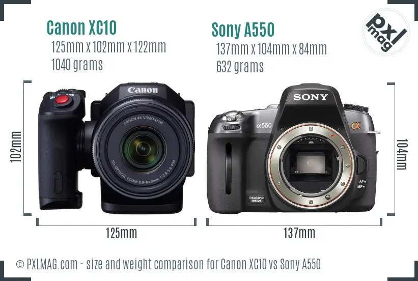 Canon XC10 vs Sony A550 size comparison Canon XC10 vs Sony A550 size comparison