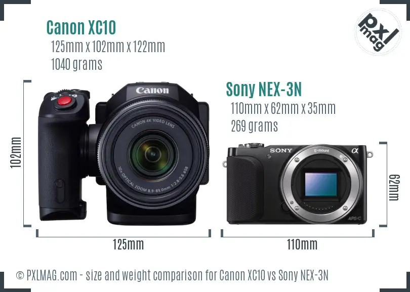 Canon XC10 vs Sony NEX-3N size comparison Canon XC10 vs Sony NEX-3N size comparison