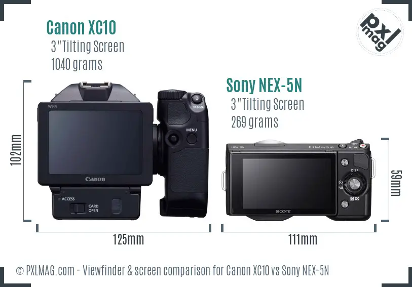 Canon XC10 vs Sony NEX-5N Screen and Viewfinder comparison