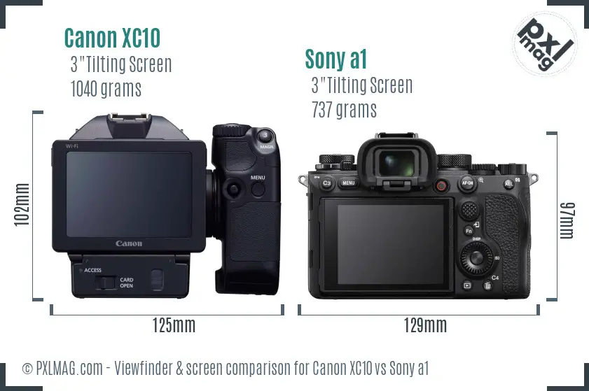 Canon XC10 vs Sony a1 Screen and Viewfinder comparison