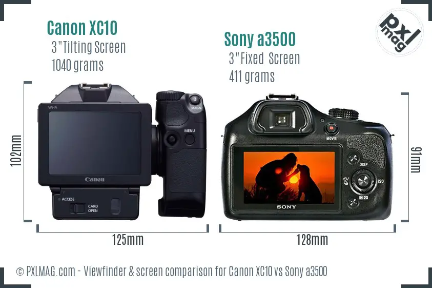 Canon XC10 vs Sony a3500 Screen and Viewfinder comparison