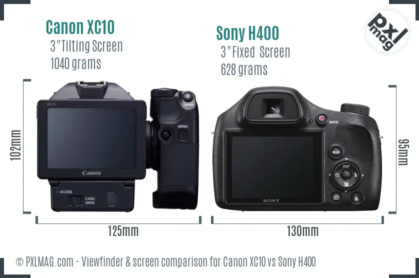 Canon XC10 vs Sony H400 Screen and Viewfinder comparison