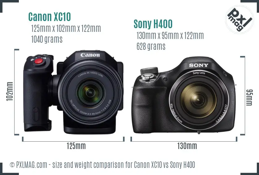 Canon XC10 vs Sony H400 size comparison