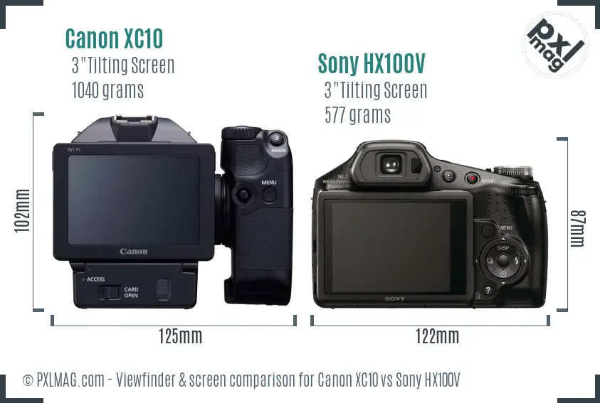 Canon XC10 vs Sony HX100V Screen and Viewfinder comparison