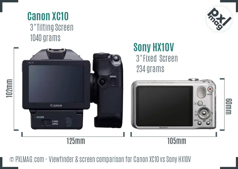 Canon XC10 vs Sony HX10V Screen and Viewfinder comparison