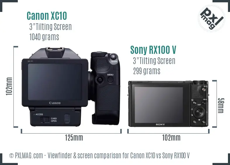 Canon XC10 vs Sony RX100 V Screen and Viewfinder comparison