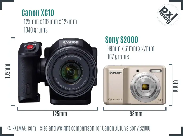 Canon XC10 vs Sony S2000 size comparison