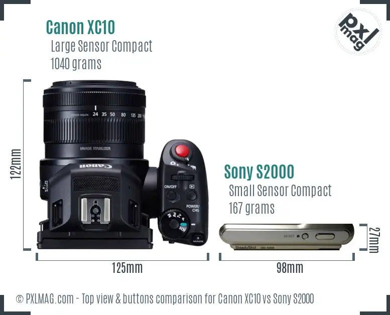 Canon XC10 vs Sony S2000 top view buttons comparison