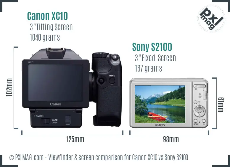 Canon XC10 vs Sony S2100 Screen and Viewfinder comparison Canon XC10 vs Sony S2100 Screen and Viewfinder comparison