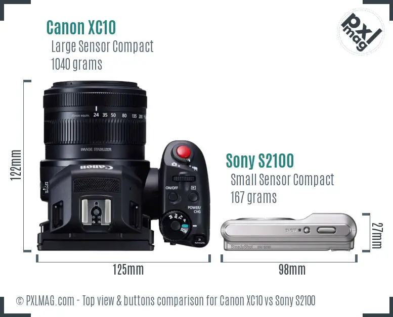 Canon XC10 vs Sony S2100 top view buttons comparison Canon XC10 vs Sony S2100 top view buttons comparison