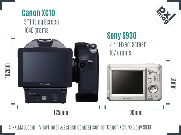 Canon XC10 vs Sony S930 Screen and Viewfinder comparison Canon XC10 vs Sony S930 Screen and Viewfinder comparison