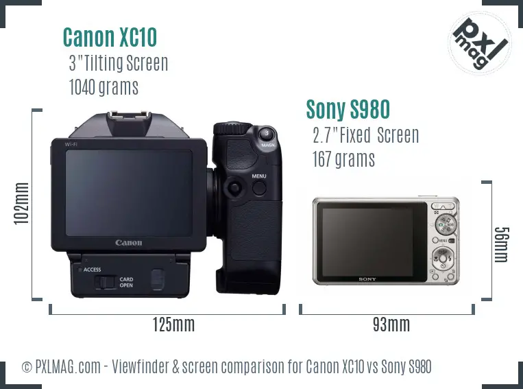 Canon XC10 vs Sony S980 Screen and Viewfinder comparison