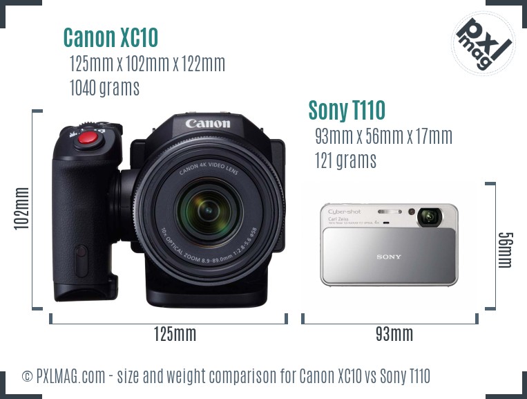 Canon XC10 vs Sony T110 size comparison Canon XC10 vs Sony T110 size comparison