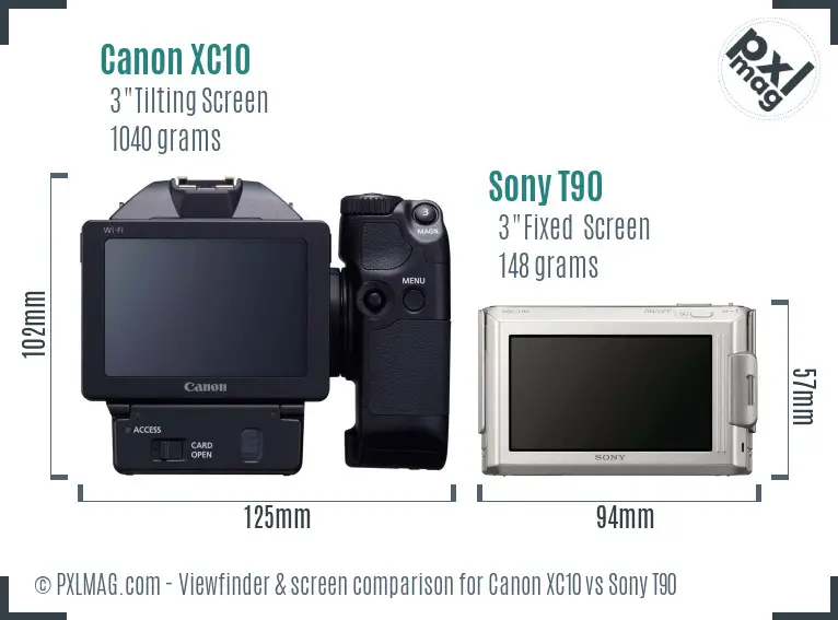 Canon XC10 vs Sony T90 Screen and Viewfinder comparison Canon XC10 vs Sony T90 Screen and Viewfinder comparison