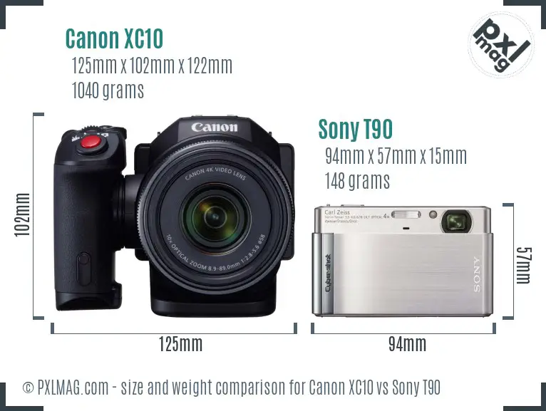 Canon XC10 vs Sony T90 size comparison Canon XC10 vs Sony T90 size comparison