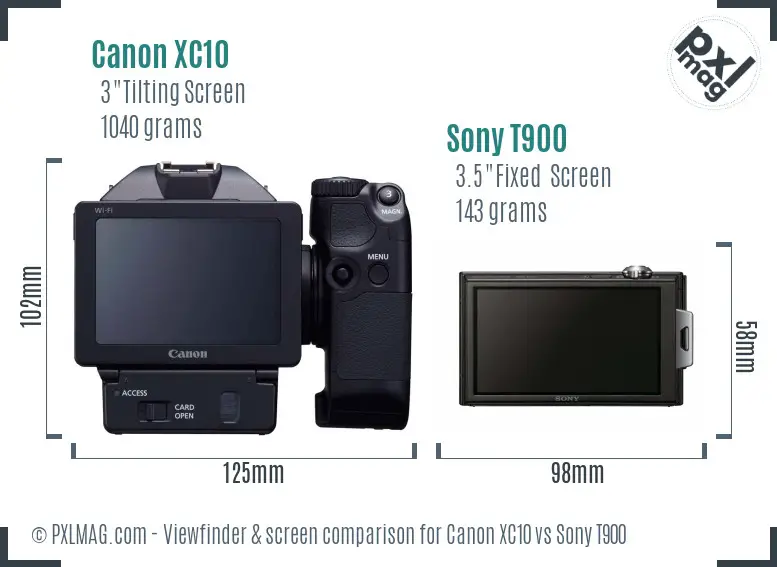 Canon XC10 vs Sony T900 Screen and Viewfinder comparison Canon XC10 vs Sony T900 Screen and Viewfinder comparison
