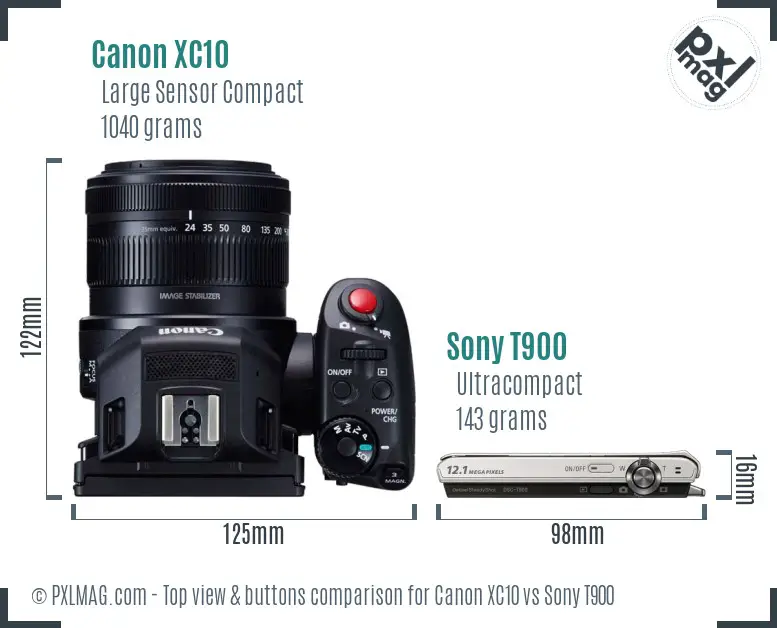 Canon XC10 vs Sony T900 top view buttons comparison Canon XC10 vs Sony T900 top view buttons comparison