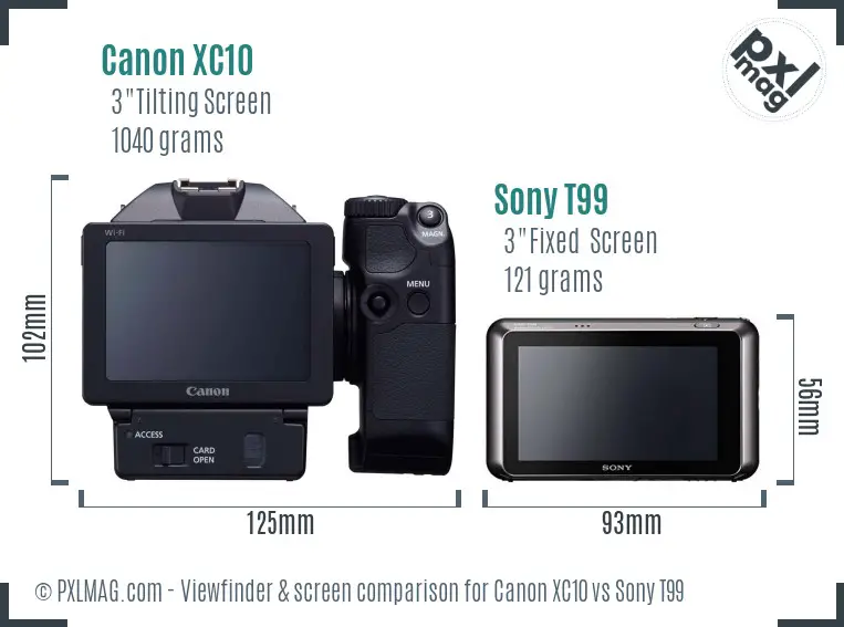 Canon XC10 vs Sony T99 Screen and Viewfinder comparison Canon XC10 vs Sony T99 Screen and Viewfinder comparison