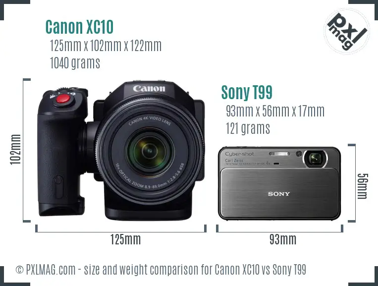 Canon XC10 vs Sony T99 size comparison Canon XC10 vs Sony T99 size comparison